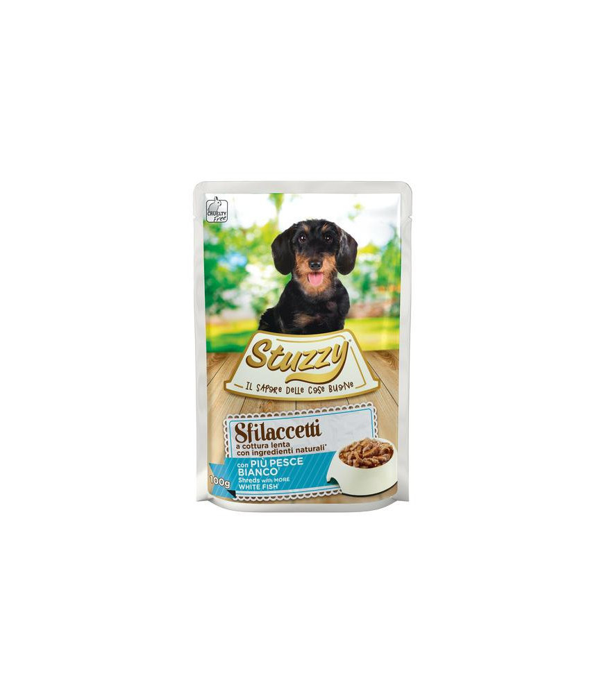 Stuzzy hond pouch witvis 100gr