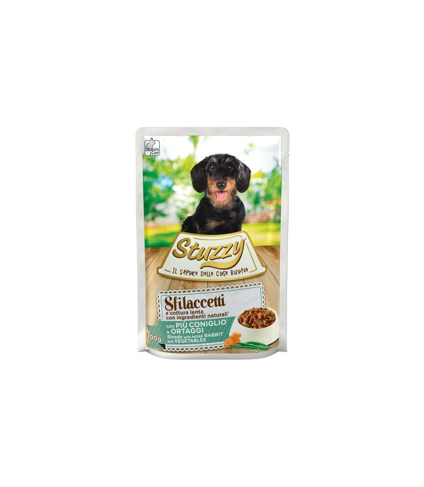 Stuzzy hond pouch konijn/grntn 100g