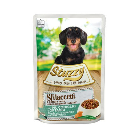 Stuzzy hond pouch konijn/grntn 100g