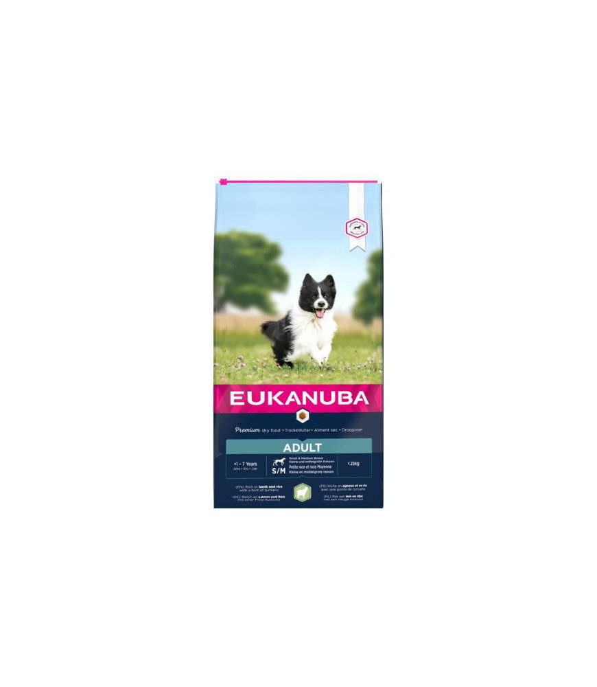 Eukanuba adult s/m lam/rijst 12kg