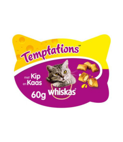 Whiskas tempations kip/kaas 60gr