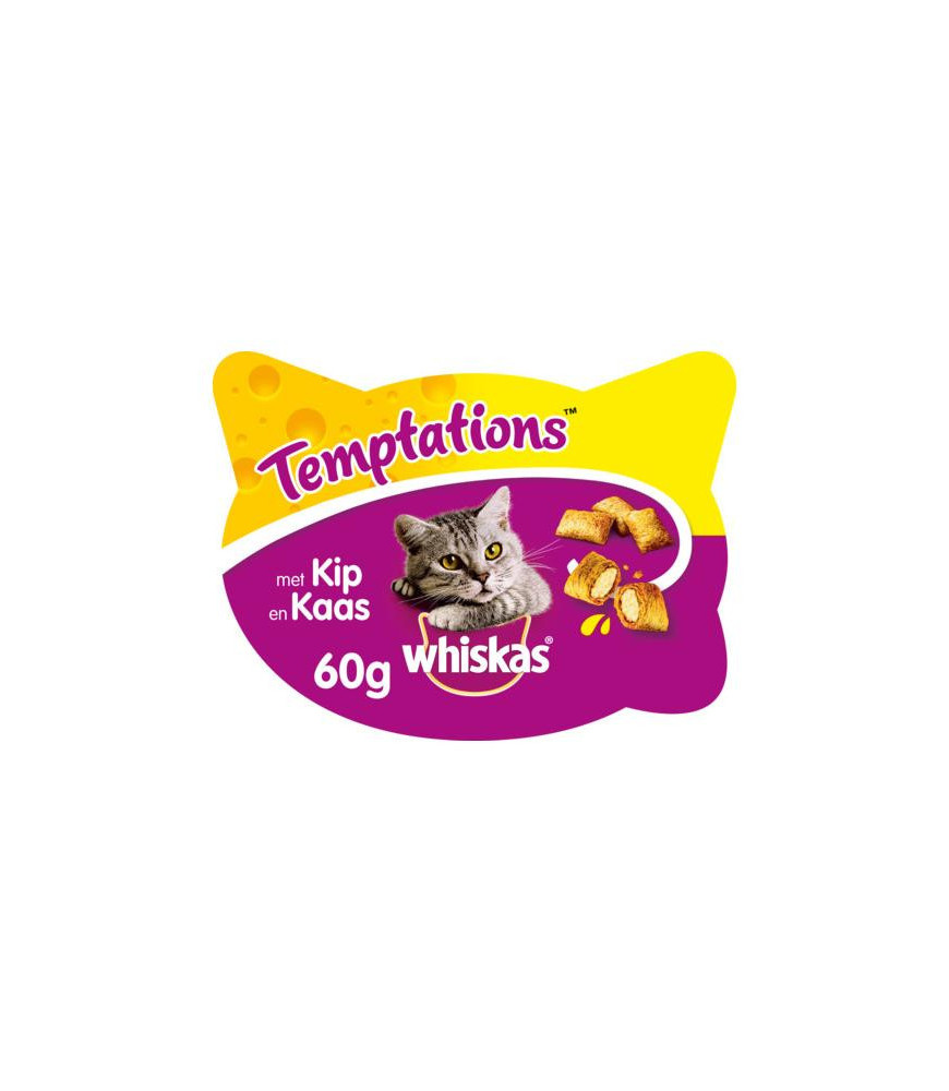 Whiskas tempations kip/kaas 60gr