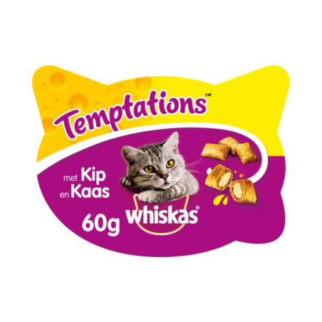 Whiskas tempations kip/kaas 60gr