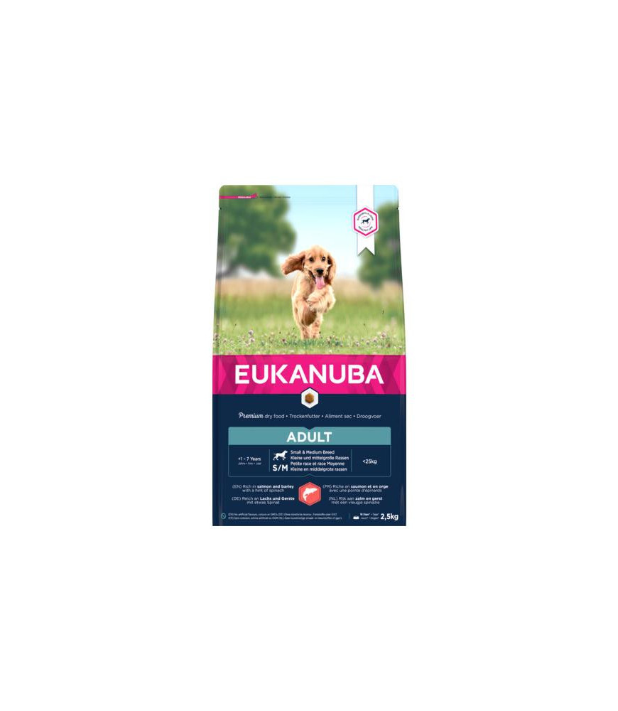 Eukanuba adult s/m zalm/gerst 2.5kg