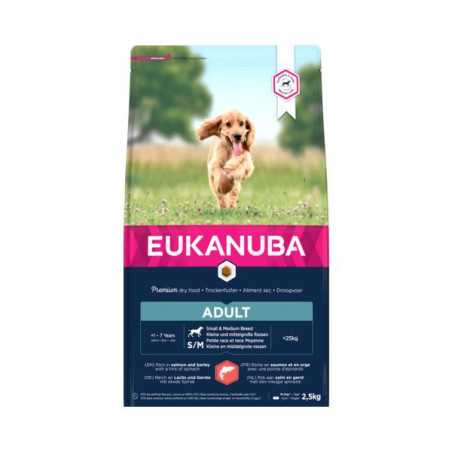 Eukanuba adult s/m zalm/gerst 2.5kg