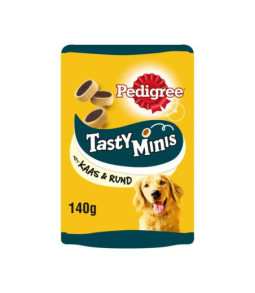 Pedigree tasty minis rund/kaas 140g