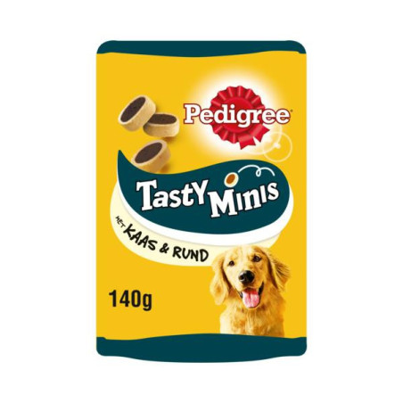 Pedigree tasty minis rund/kaas 140g