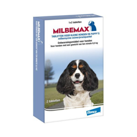 Milbemax hond klein/pup 1-5 kg 2tbl