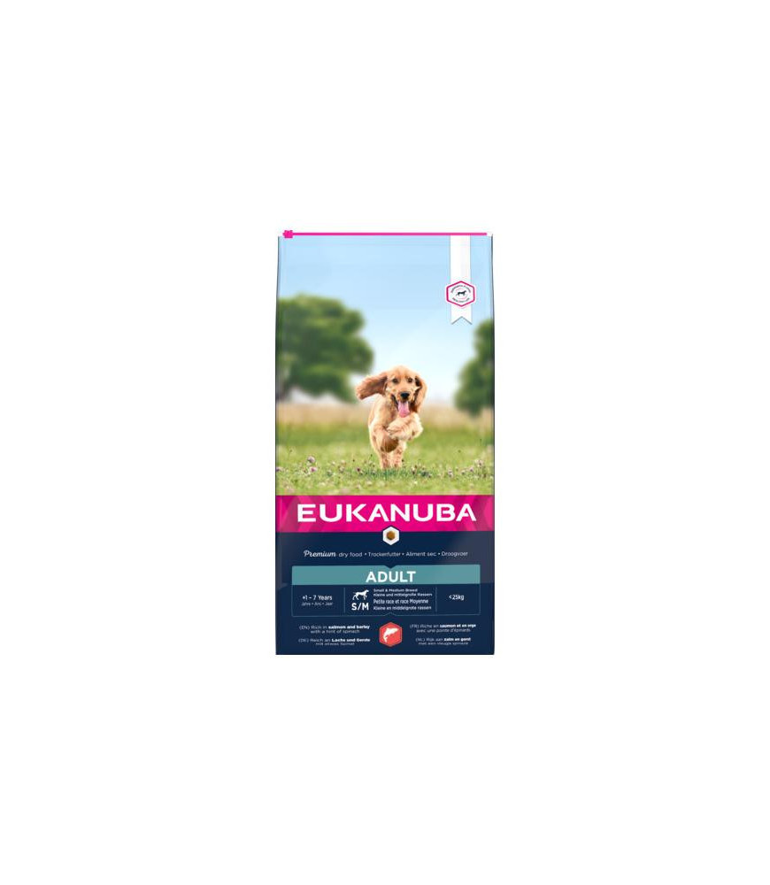 Eukanuba adult s/m zalm/gerst 12kg