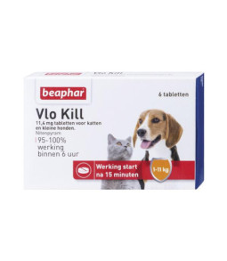 Beaphar vlokill h/k tot 11 kg 6 tbl