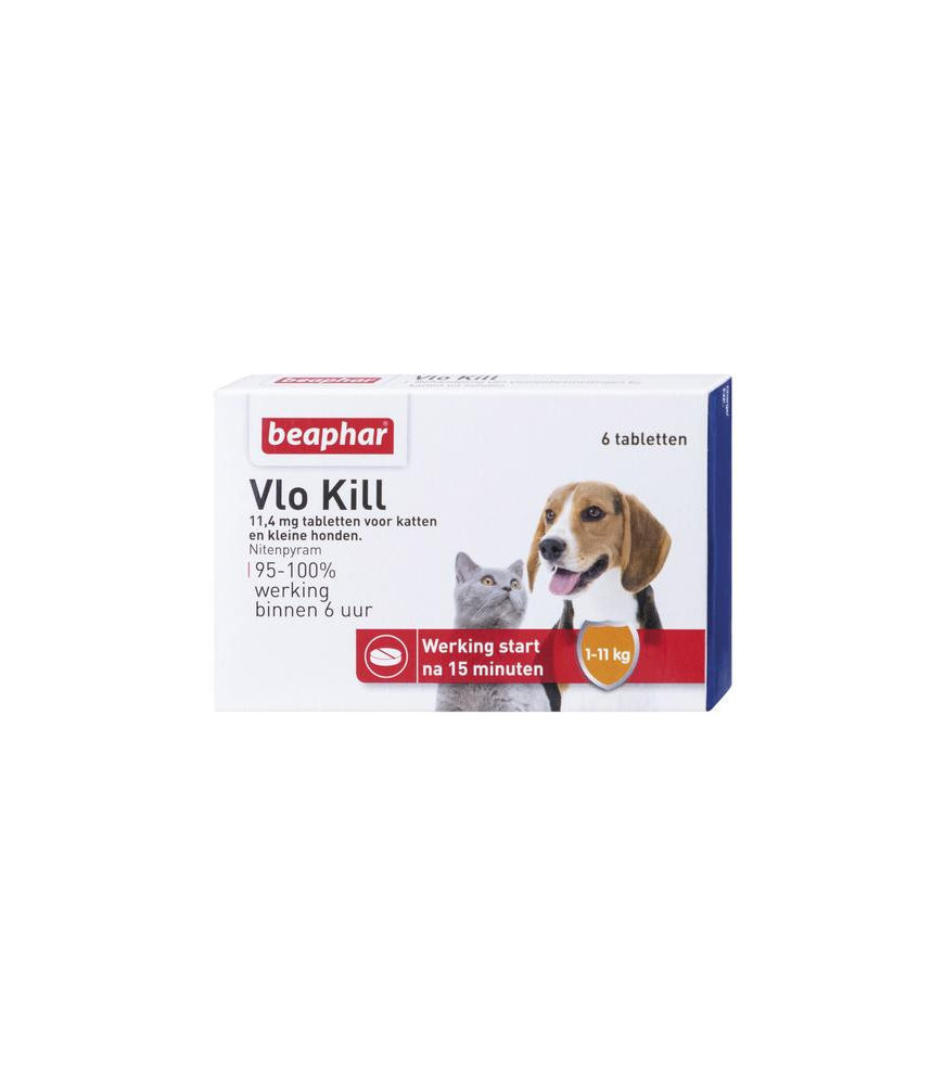 Beaphar vlokill h/k tot 11 kg 6 tbl