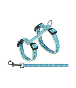 Kattentuig met riem grijs/blauw