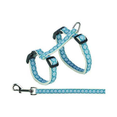 Kattentuig met riem grijs/blauw