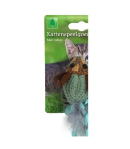 K.splg muis pluche+kurk 14cm blauw