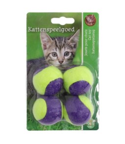 K.splg tennisbal 4cm paars/geel 4st