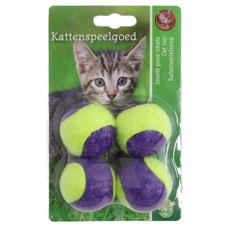 K.splg tennisbal 4cm paars/geel 4st