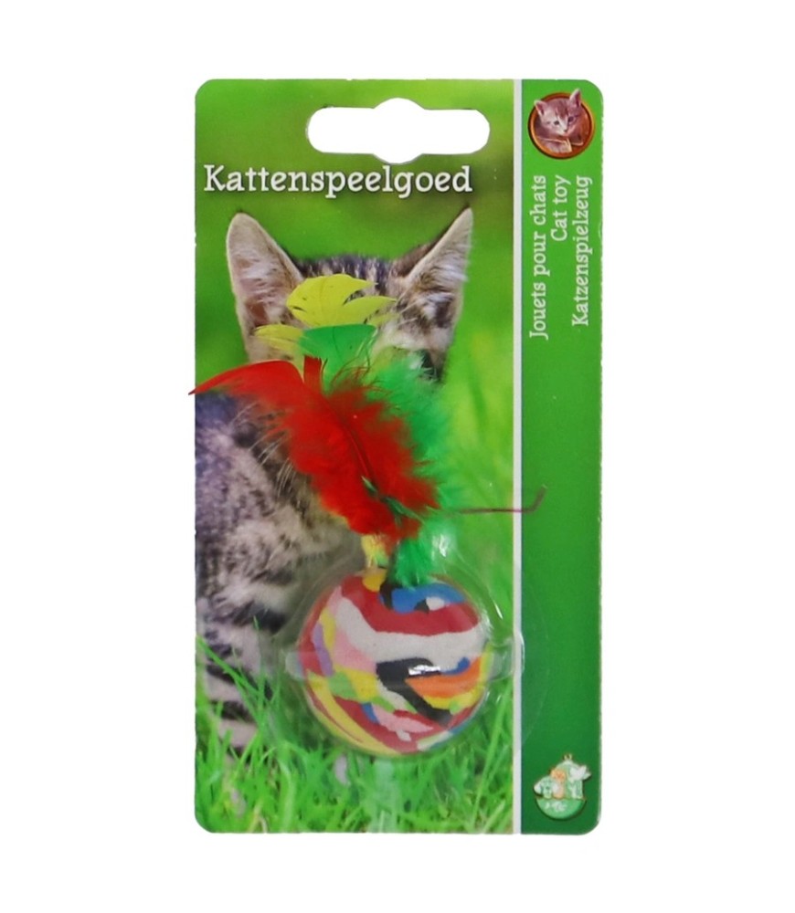 Kattenspeelgoed foambal+veren 3.5cm