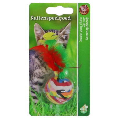 Kattenspeelgoed foambal+veren 3.5cm