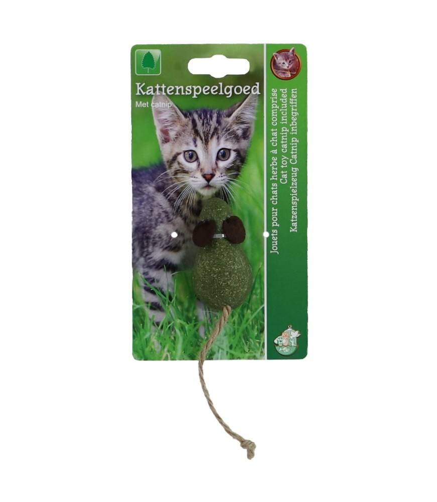 Catnip muis met touwstaart 6cm