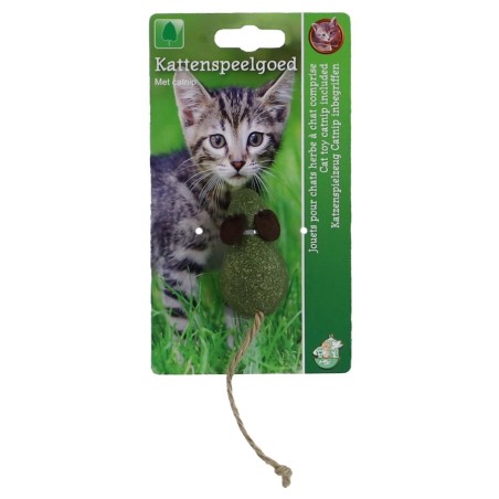 Catnip muis met touwstaart 6cm